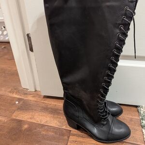 Black Lace-Up Knee-High Boots- Never Worn!!